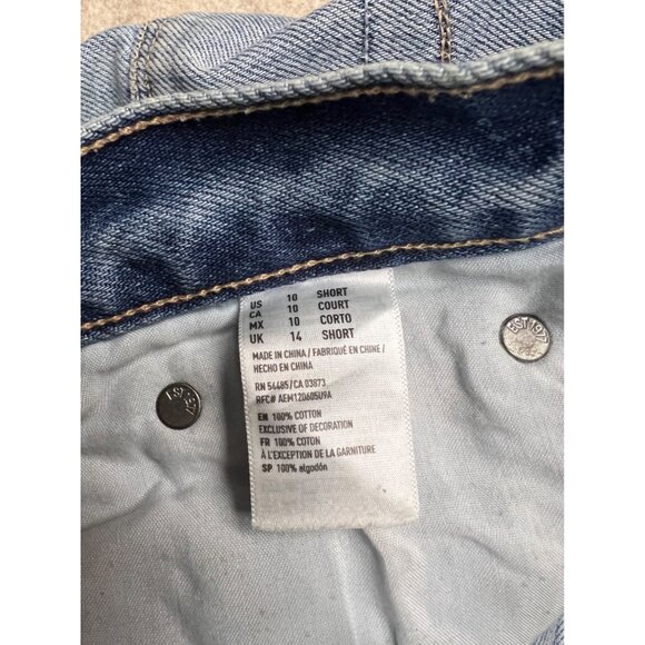 American Eagle Outfitters Hi-Rise Girlfriend Distressed Thrashed Jeans 10 Short - Picture 7 of 12